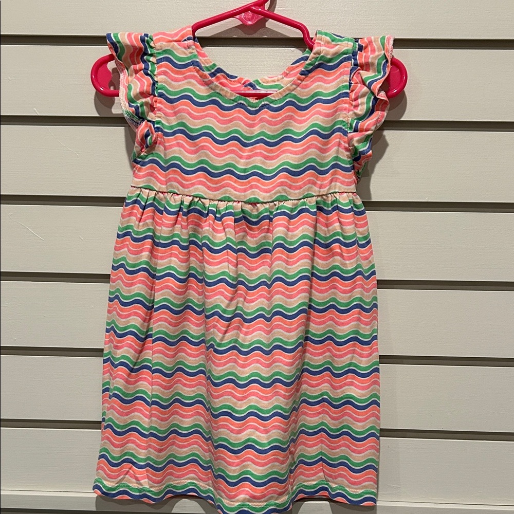 Vibrant Wave Pattern Kids Dress